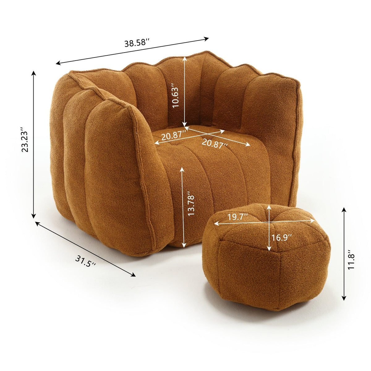 Soft Bean Bag Chair with High Resilient Foam