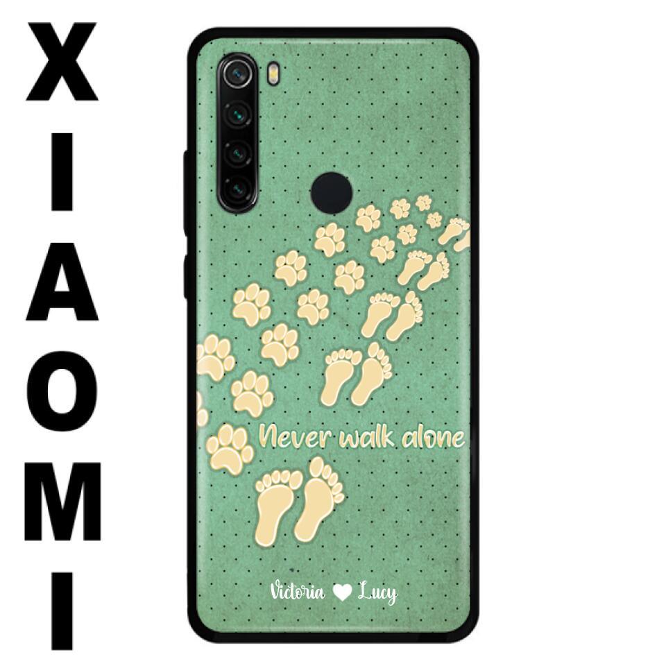 Personalized Dogs's Paws Phone Case - Best Gift Idea For Dog Lovers With Up to 3 Dogs's Paws - Never Walk ALone - Case For iPhone, Samsung And Xiaomi