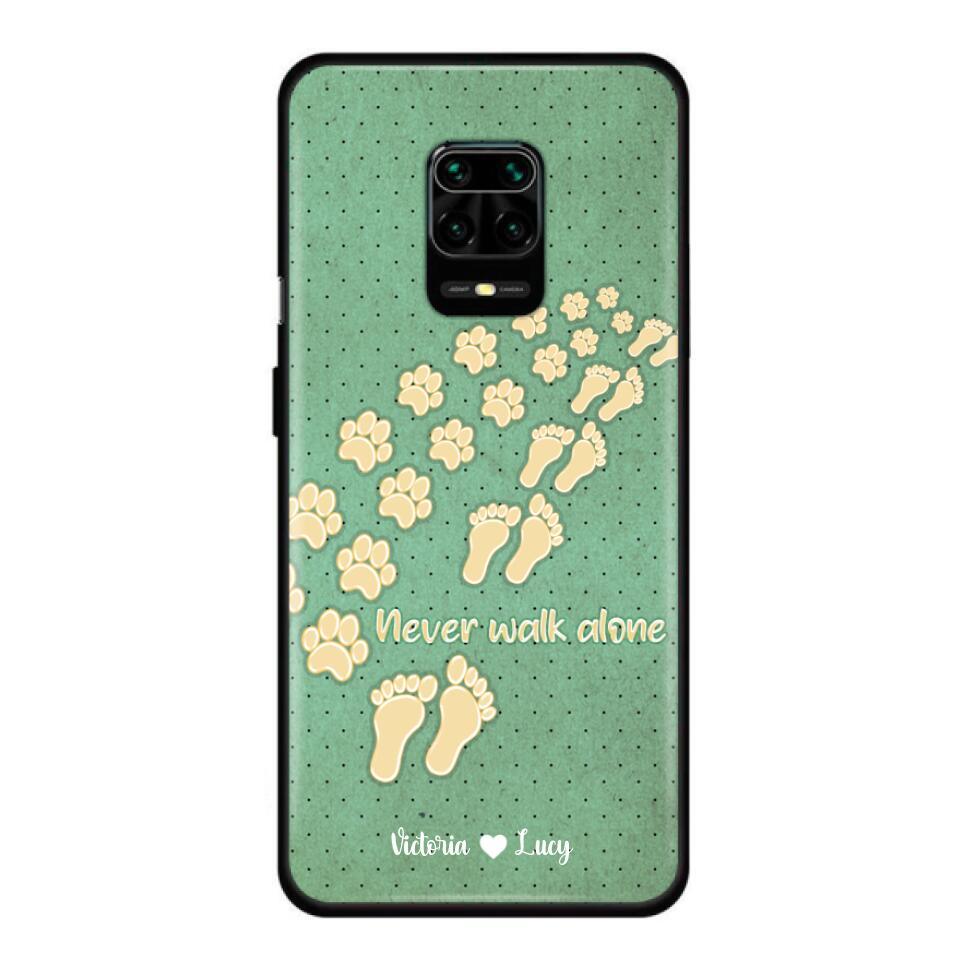 Personalized Dogs's Paws Phone Case - Best Gift Idea For Dog Lovers With Up to 3 Dogs's Paws - Never Walk ALone - Case For iPhone, Samsung And Xiaomi
