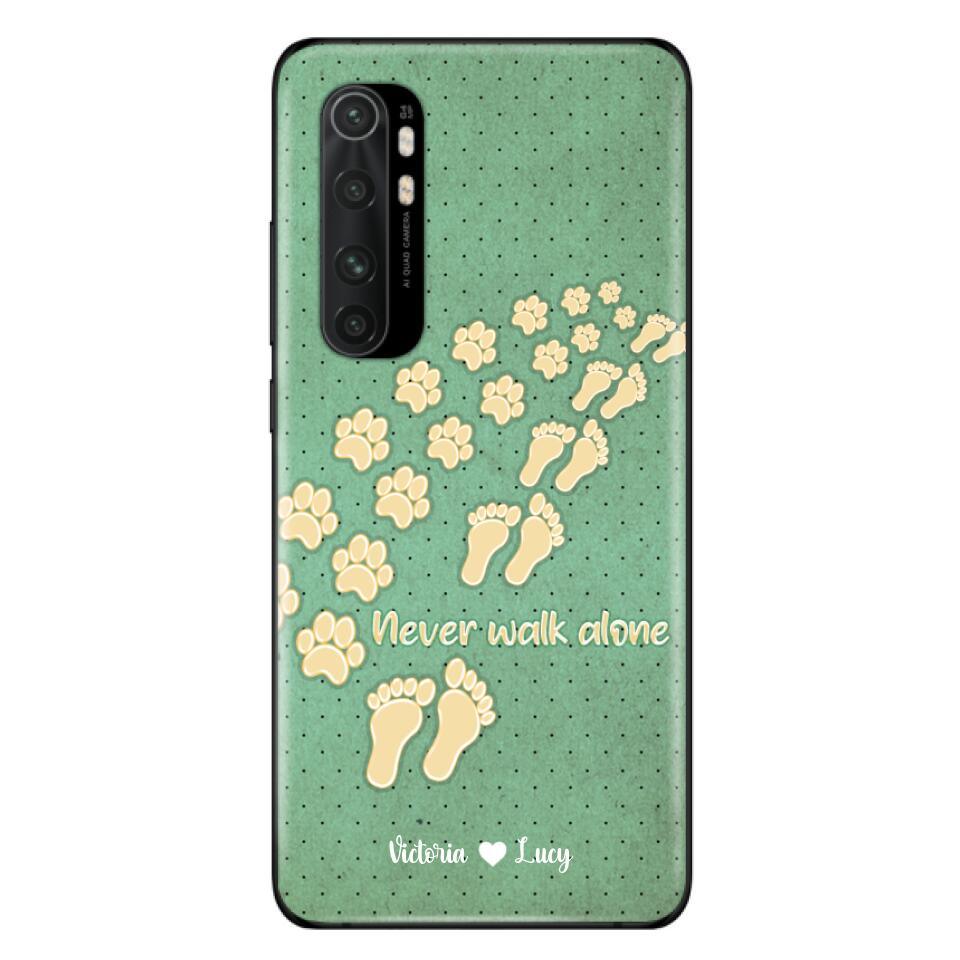 Personalized Dogs's Paws Phone Case - Best Gift Idea For Dog Lovers With Up to 3 Dogs's Paws - Never Walk ALone - Case For iPhone, Samsung And Xiaomi