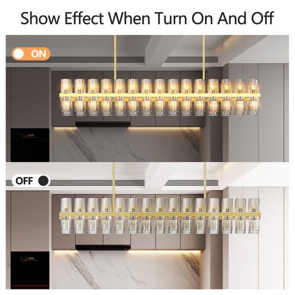 Modern Rectangular Crystal Luxury Chandelier for Dining Room & Living Room