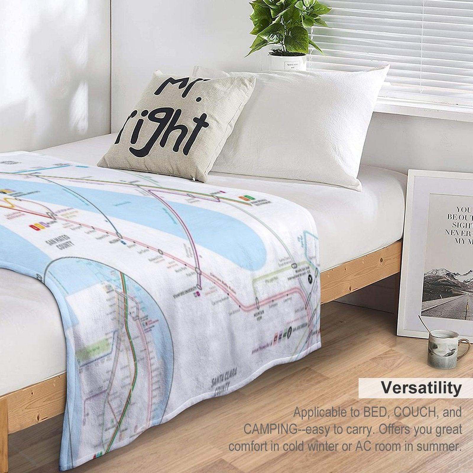 San Francisco Bay Area Transit Map Throw Blanket
