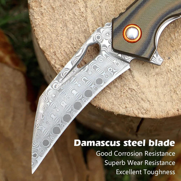 Scorpion Japanese Folding Pocket Knife with VG-10 Damascus Steel & G10 Handle