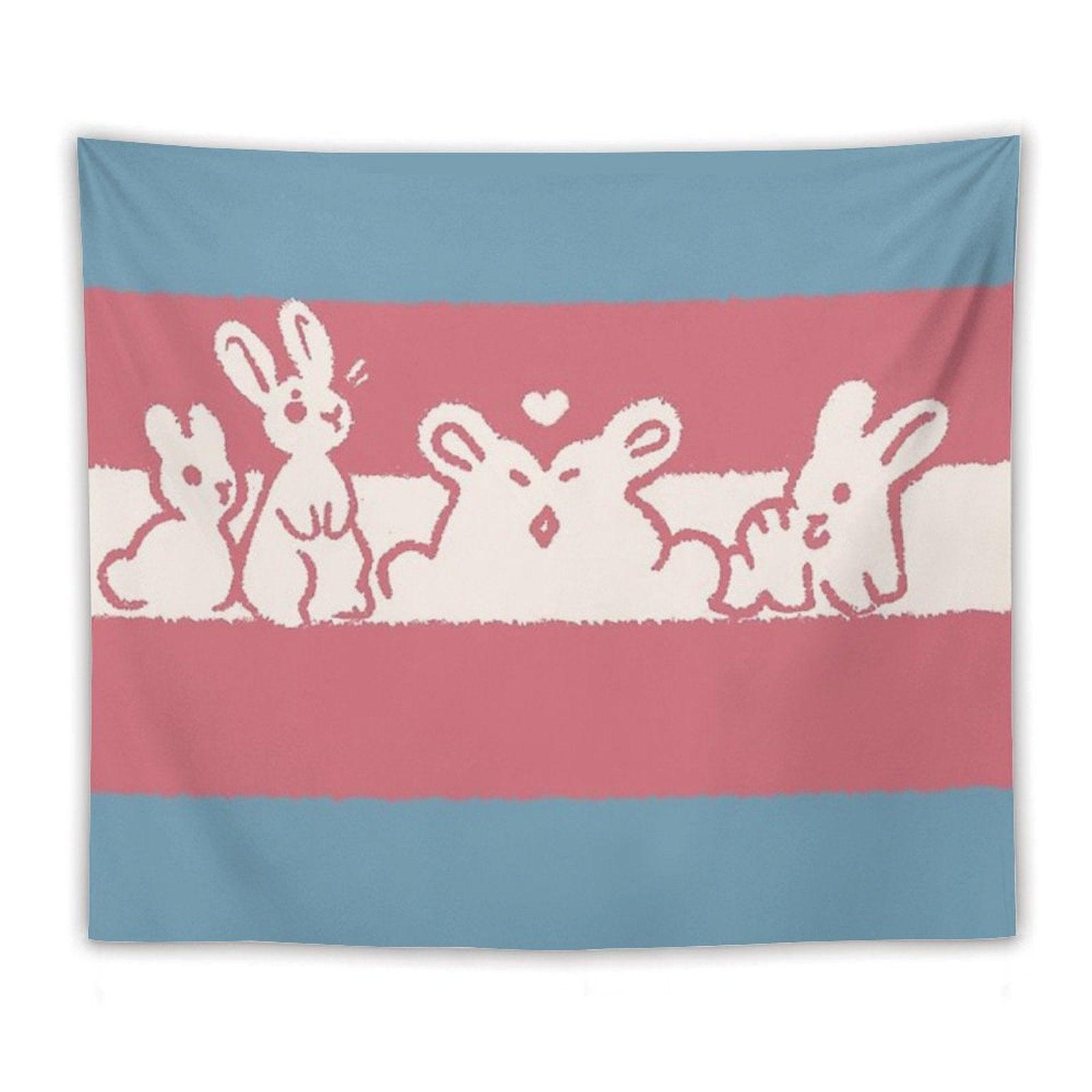 Trans Flag Bunnies Tapestry