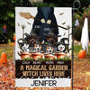 Personalized Witch's Magical Garden Flag - A Witch With Up to 6 Pets - A Magical Garden Witch Lives Here - ALVX2G - Garden Flag / Default / 12x18 IN