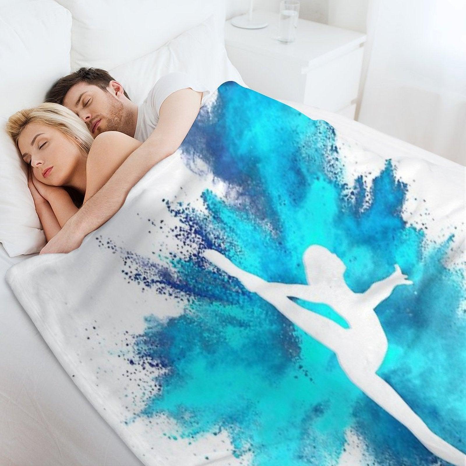 Gymnast Silhouette - Blue Explosion Throw Blanket