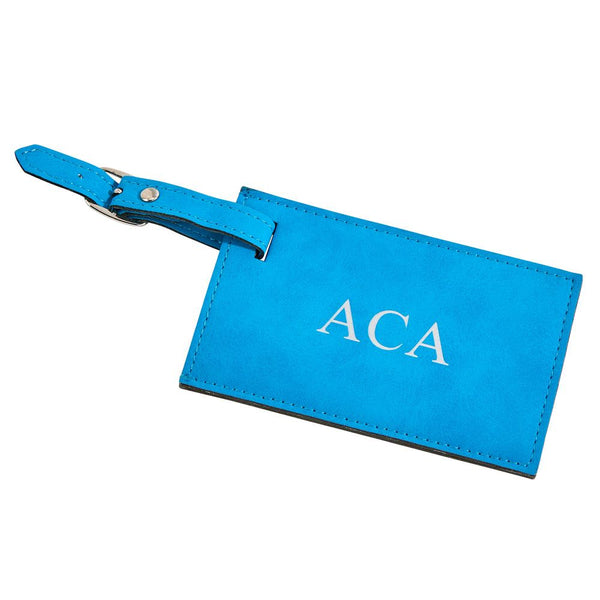 Aqua Blue Leatherette Luggage Tag, 4.375
