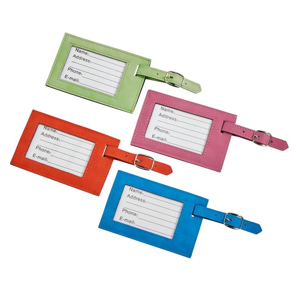 Aqua Blue Leatherette Luggage Tag, 4.375