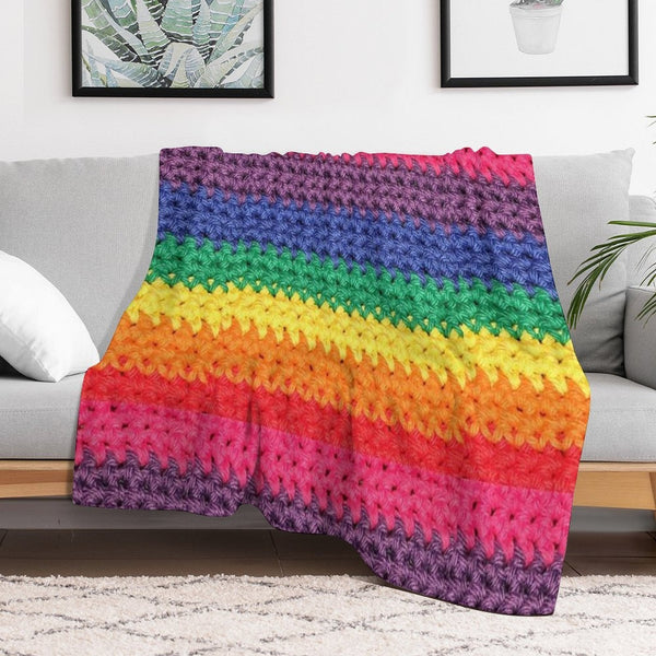 Crochet Rainbow Wrinkle-free Throw Blanket