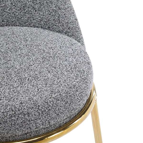 Gold & Gray Upholstered Bar Stools with Backrest – Modern Glam Counter Stools (Set of 2)