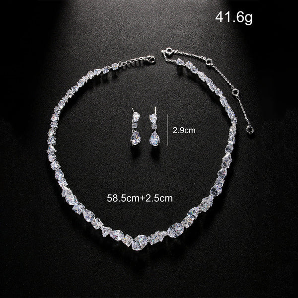 Simple necklace earring set bride's wedding jewelry set fashionable and versatile accessories