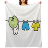 Kawaii Green Tomato Mascot No. 8 Wrinkle-free Throw Blanket