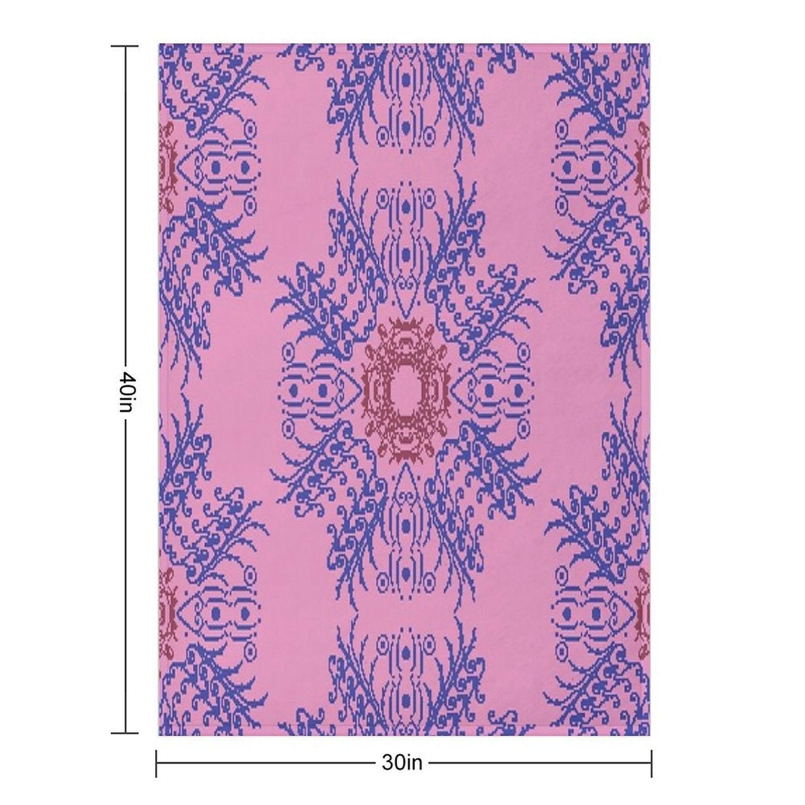 Pink And Blue Floral Wreath Throw Blanket