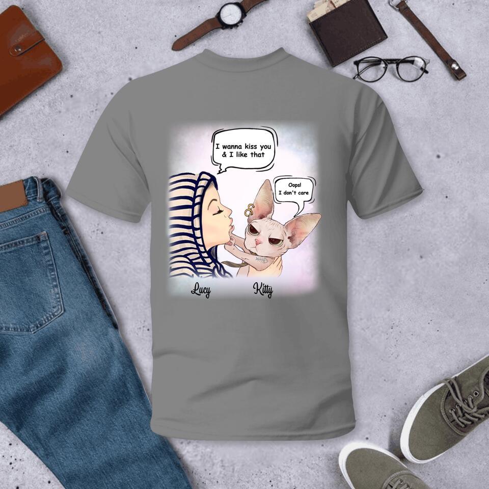 Personalized Cat Mom T-shirt - Mother's Day Gift Idea For Cat Mom - I wanna kiss you