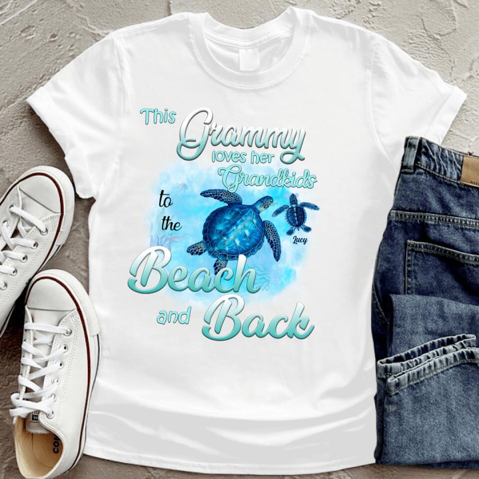 Personalized Grandma Turtle T-shirt - Up to 6 Turtles - This Grammy Loves Her Grandkids To The Beach And Back - HWDFYR