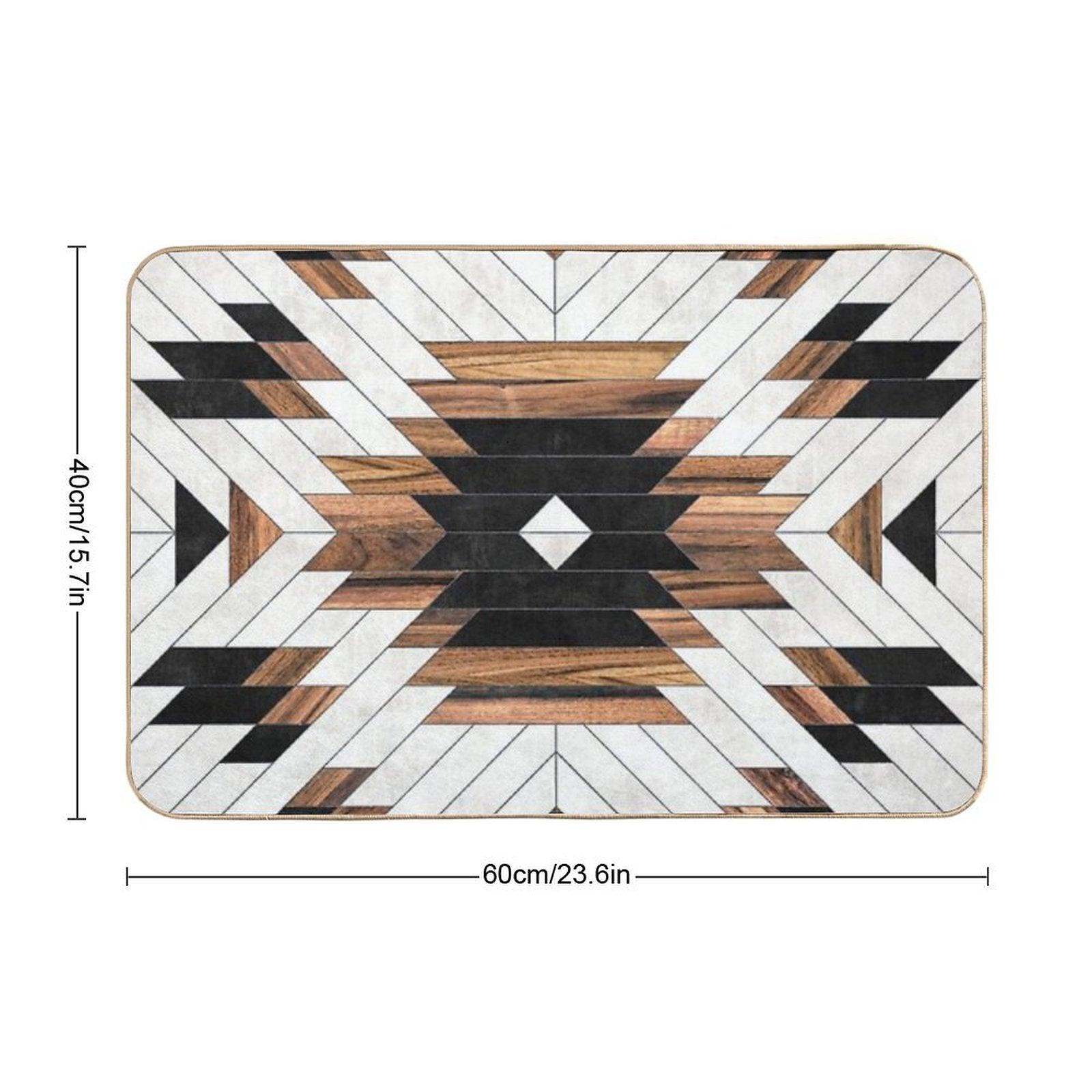 Urban Tribal Pattern No.5 - Aztec - Concrete And Wood Bath Mat