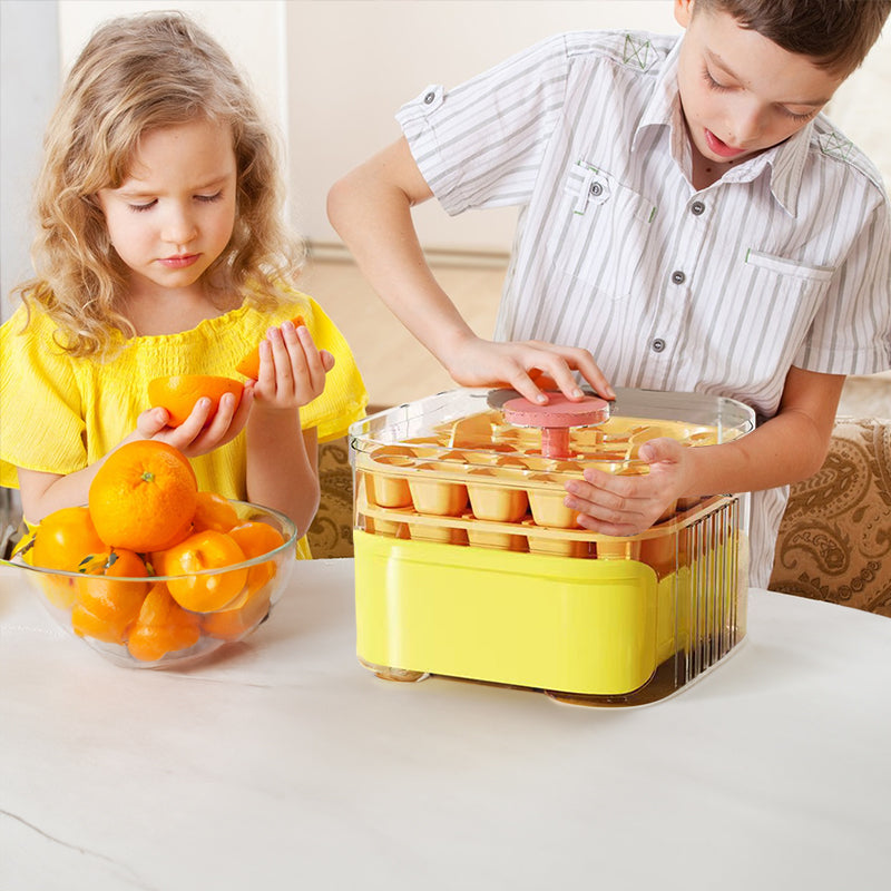 50-grid ice maker with new large capacity - household food-grade plastic double-layer ice storage barrel & ice ball mold set