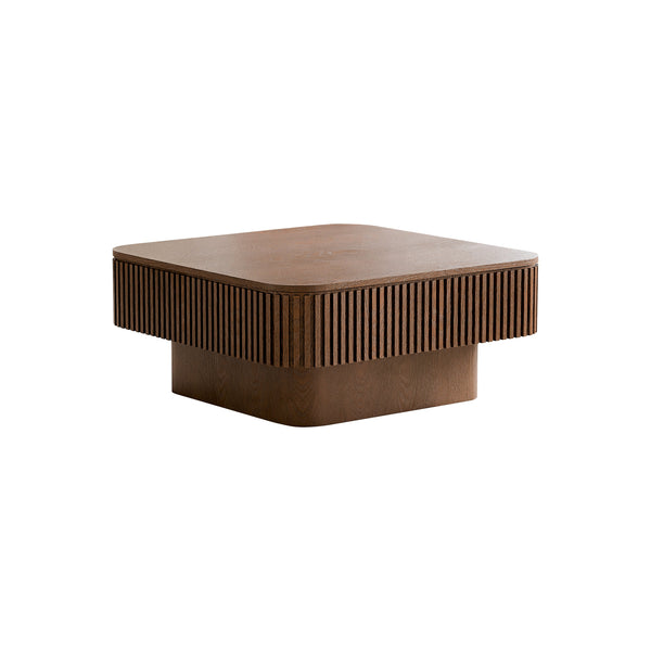 Walnut Square Modern Coffee Table with Hidden Storage
