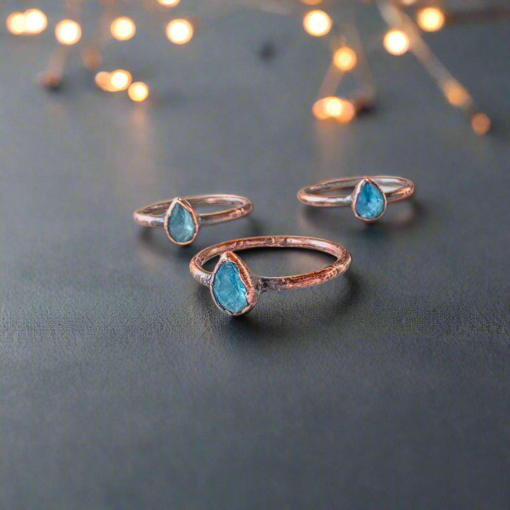 Copper Blue Topaz Ring for Calm Clarity Within | By Blackbird & Sage