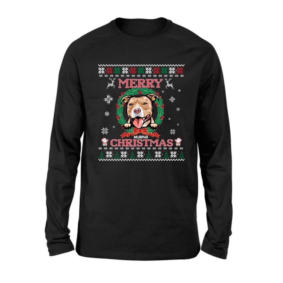 Personalized Dog Sweatshirt - Up to 5 Dogs - Best Gift For Dog Lover - Merry Christmas