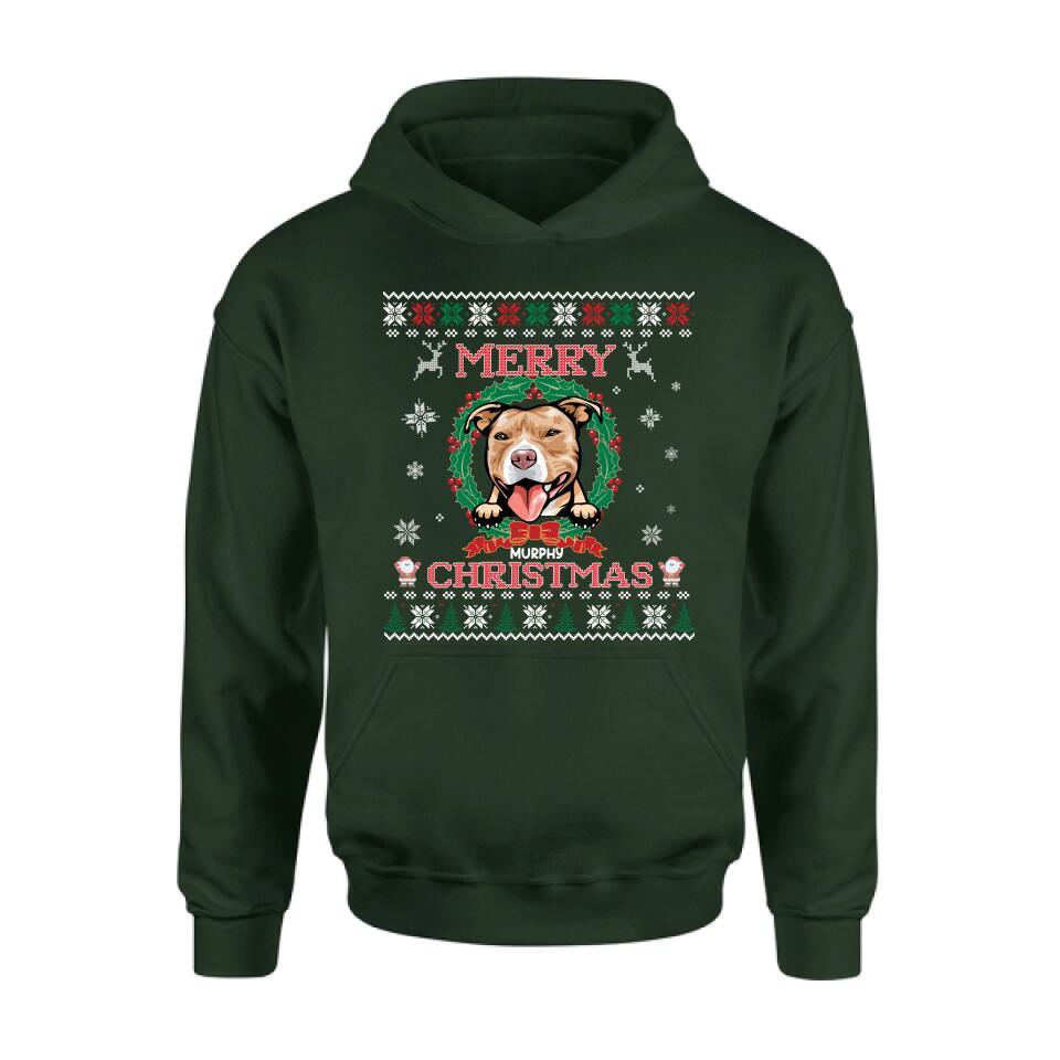 Personalized Dog Sweatshirt - Up to 5 Dogs - Best Gift For Dog Lover - Merry Christmas