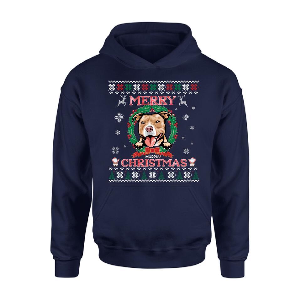 Personalized Dog Sweatshirt - Up to 5 Dogs - Best Gift For Dog Lover - Merry Christmas