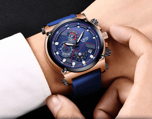 Men's Waterproof Modern Watch With Leather Belts, Stainless Steel Case Excellent Look Perfect Gift