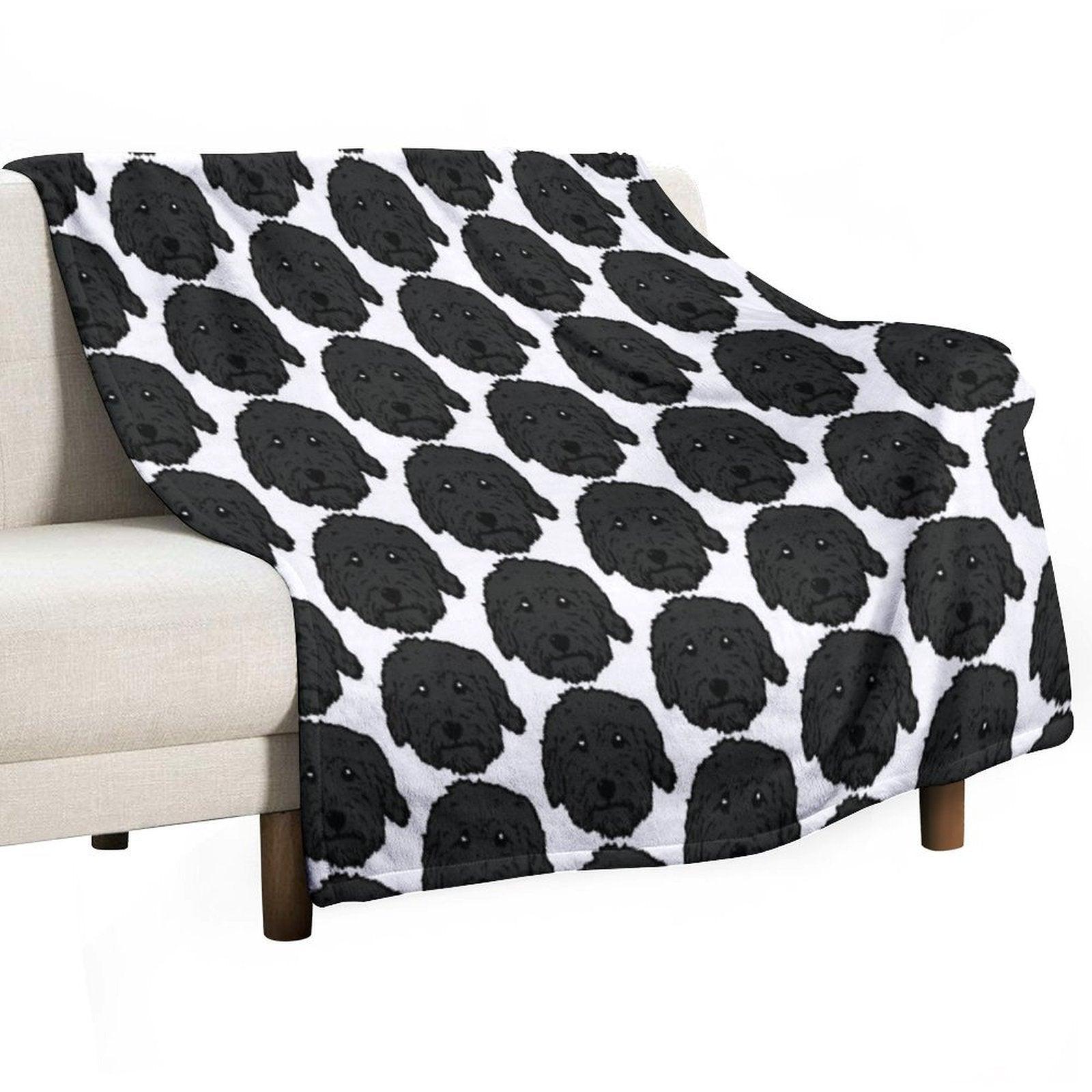 Charcoal Poodle - Dark Gray Goldendoodle! Black Labradoodle! Adorable Doodle Teddy Bear Dog - in Chocolate Brown, Dark Brown Dog Throw Blanket