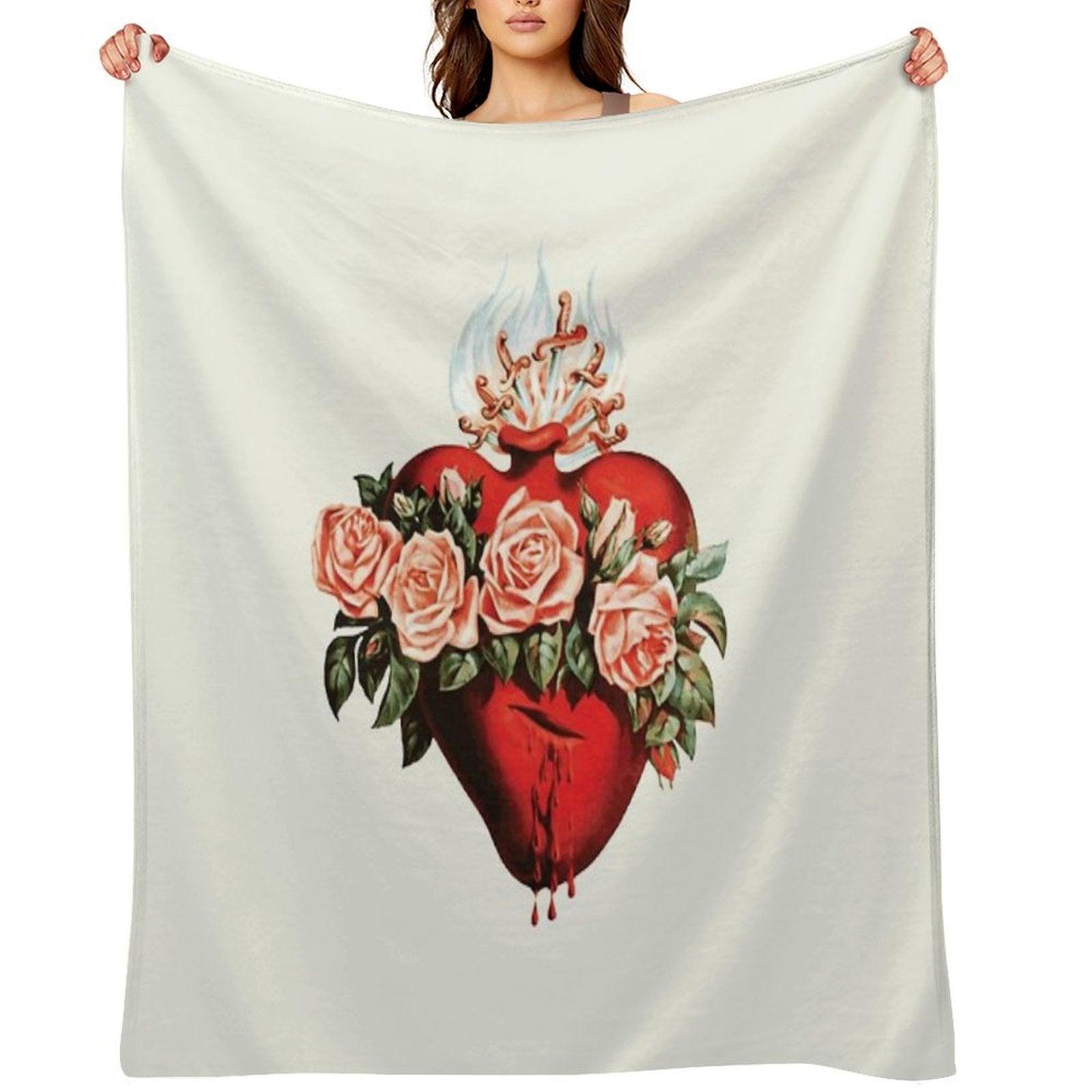 Immaculate Heart of Mary Vintage Throw Blanket