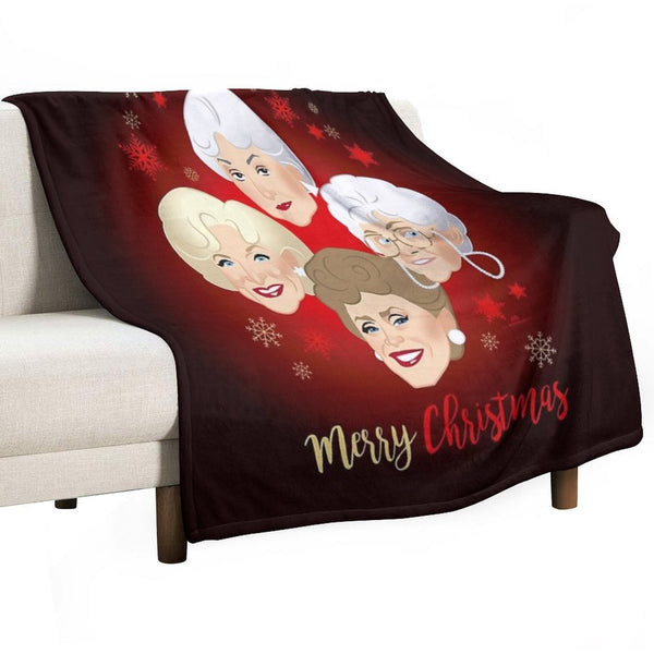 Golden Christmas Easy Care Throw Blanket