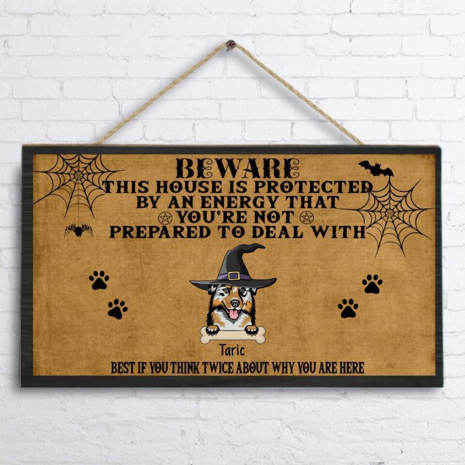 Personalized Dog Halloween Door Sign - Up to 5 Dogs - Best Gift For Dog Lovers