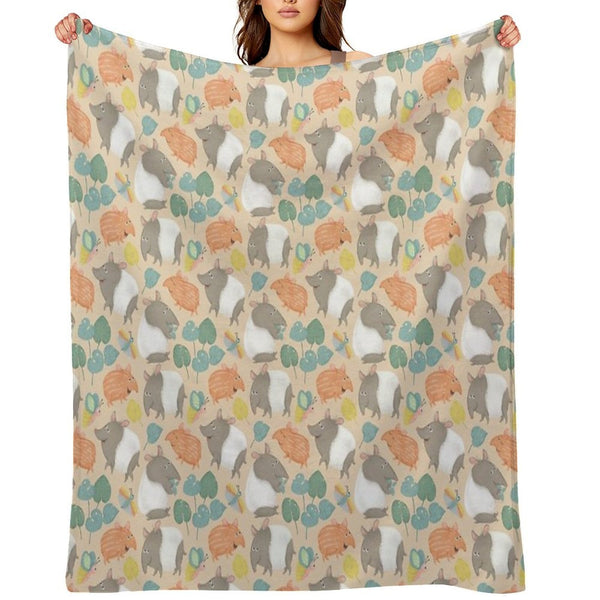 Tapir-peach Velvety-soft Throw Blanket