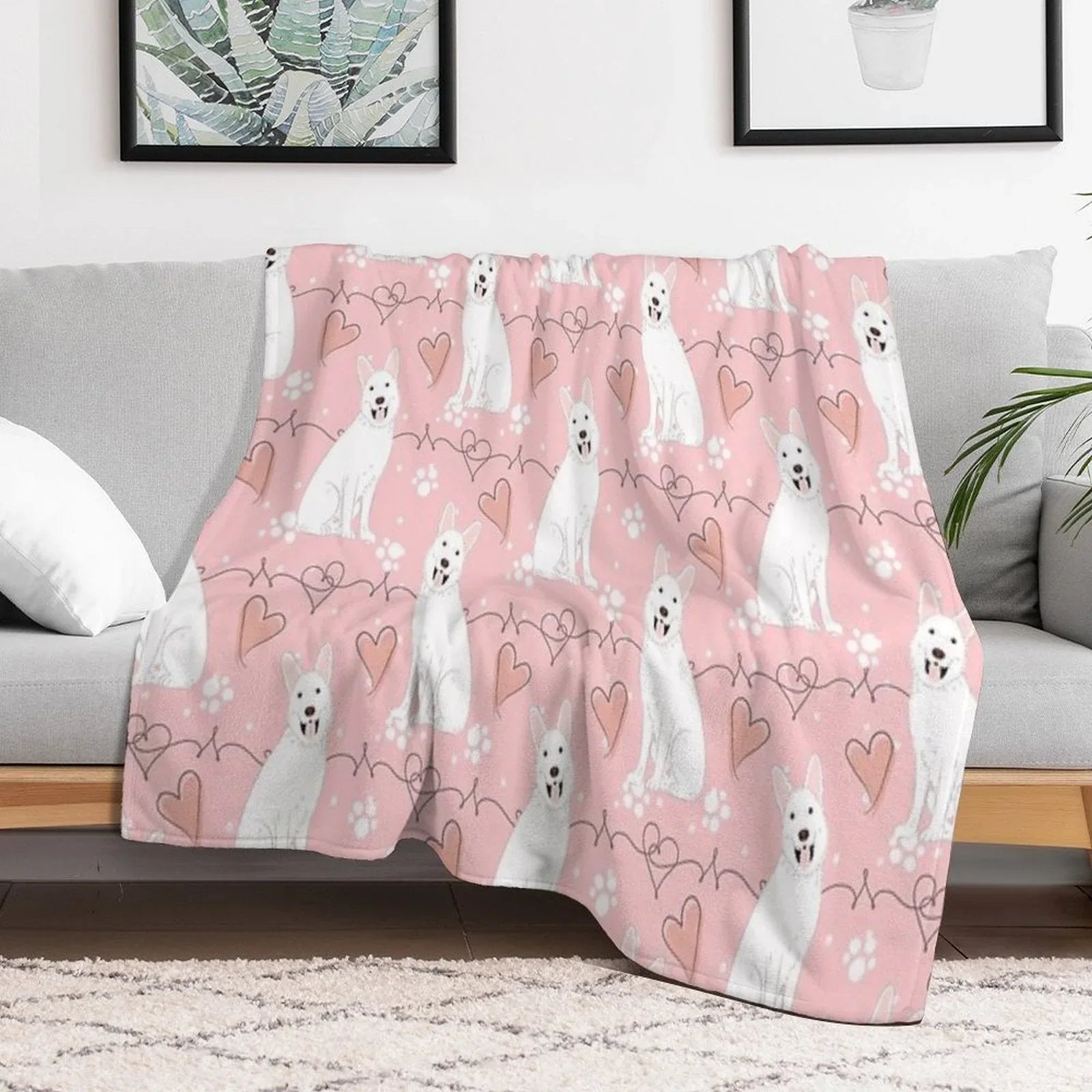 LOVE White German Shepherd Throw Blanket