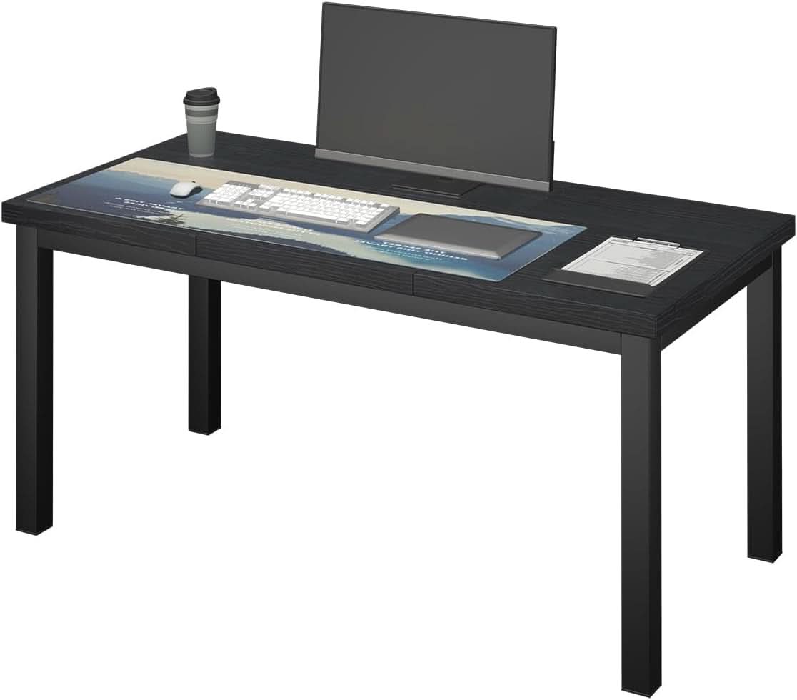63 Inch Black Computer Desk For Home Office Setup And Study