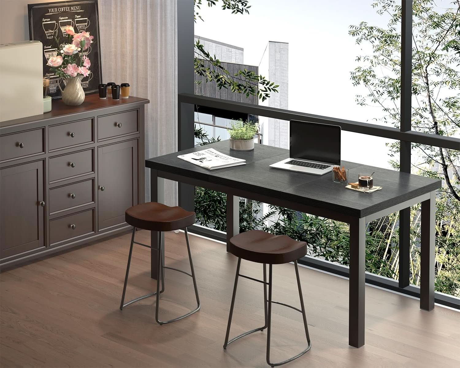 63 Inch Black Computer Desk For Home Office Setup And Study