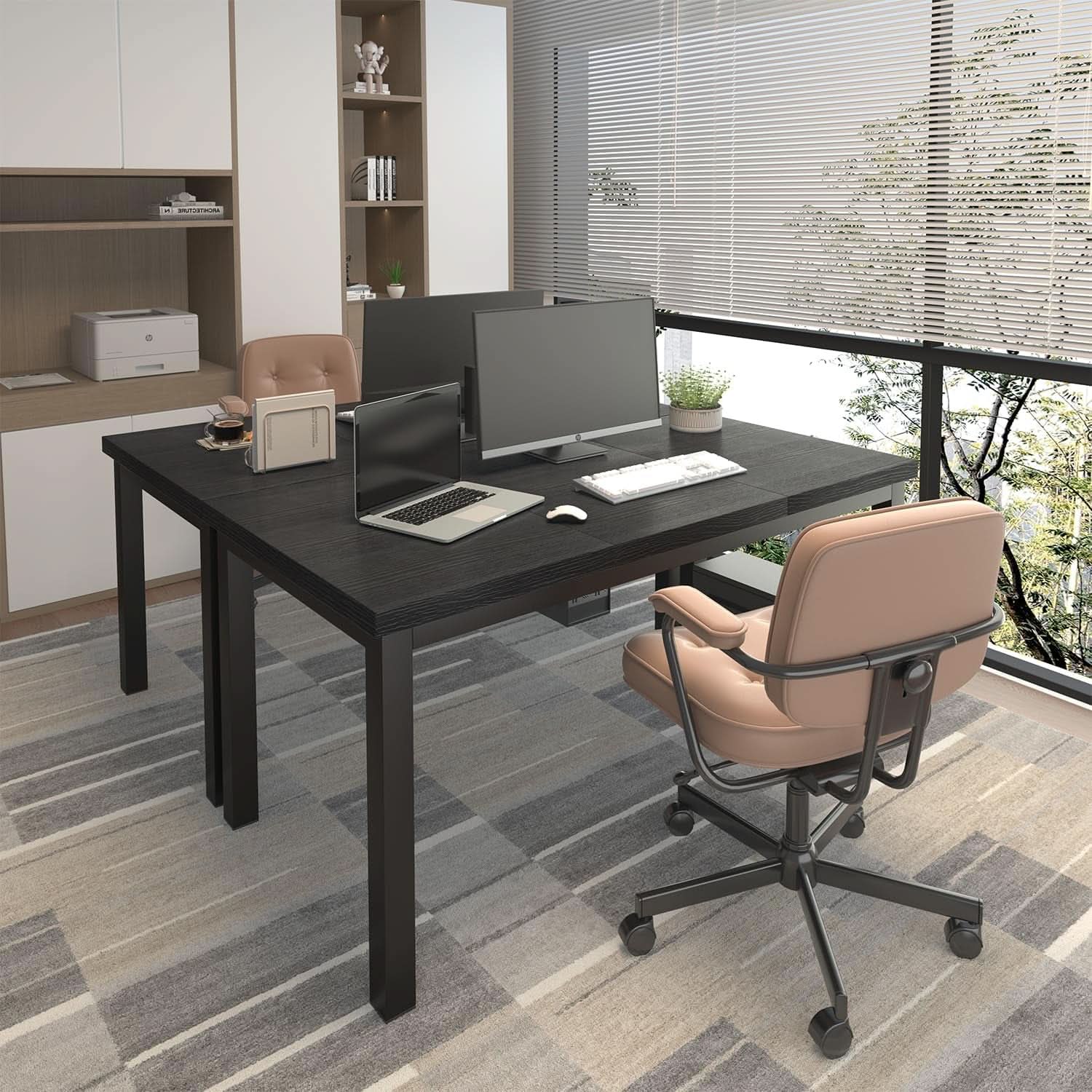 63 Inch Black Computer Desk For Home Office Setup And Study