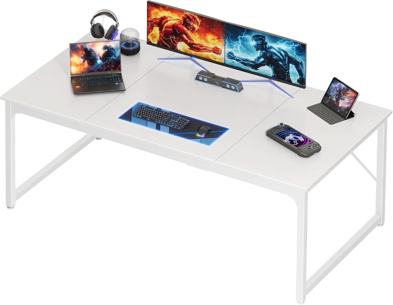 63 Inch White Computer Desk With Deep Desktop Home Office