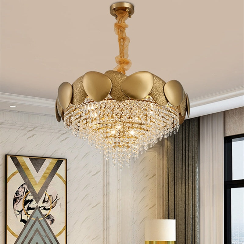Stainless Steel Living Room Ceiling Crystal Chandelier Decorbites