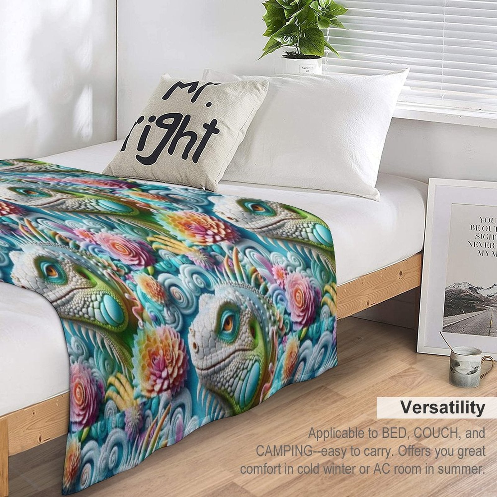 3D Iguana Machine-washable Throw Blanket