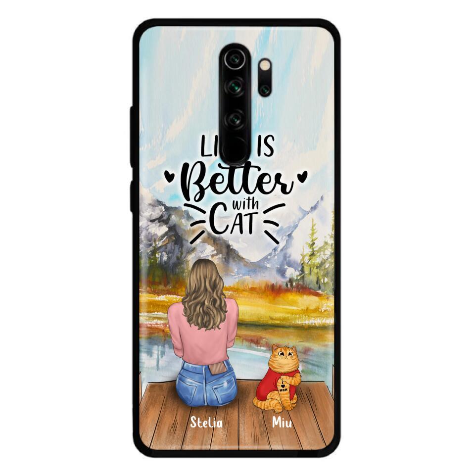 Personalized Cat Mom Phone Case - Gifts For Cat Lovers With Up to 3 Cats - Home Is Where The Paws Are - I Love Mom - Case For iPhone, Samsung And Xiaomi