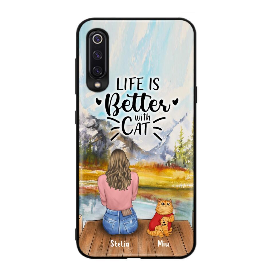 Personalized Cat Mom Phone Case - Gifts For Cat Lovers With Up to 3 Cats - Home Is Where The Paws Are - I Love Mom - Case For iPhone, Samsung And Xiaomi