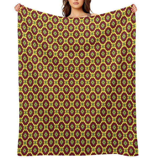 Golden Red Bouquet Grand Medallions Throw Blanket