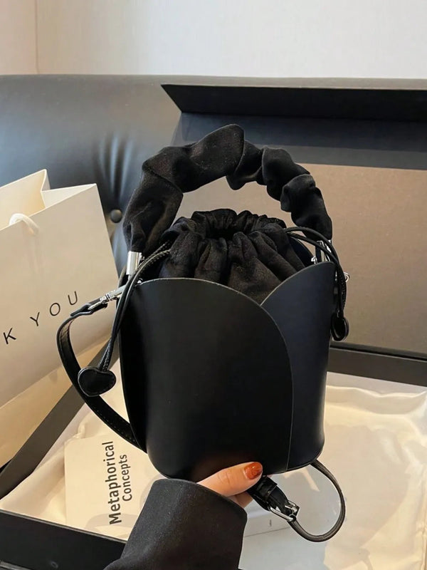 PU Leather Drawstring Bucket Bag