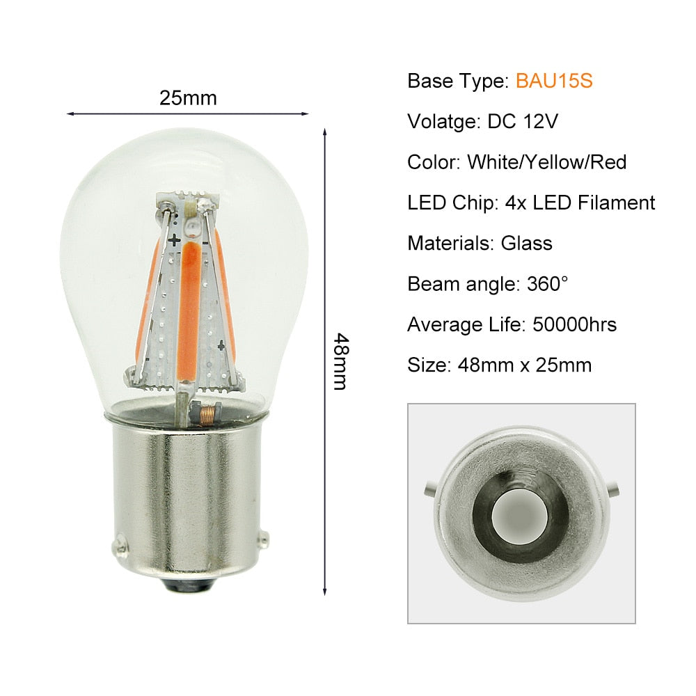 1pcs 1156 P21W BA15S 1157 BAY15D COB LED Filament Chip Car Brake Lights Auto Reverse Bulb Parking Lamp 12V Red White Yellow