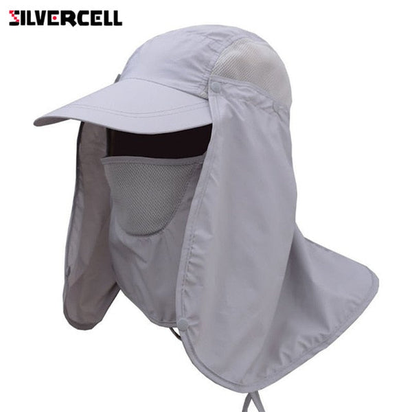 Sun Caps Flap Hats 360 degree Solar UV Protection Sun Hat Summer Men Women Sun Visor Cap Folding Removable Neck Face Mask Head