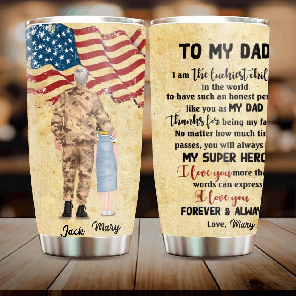 Personalized Soldier Father and Kid Tumbler - Best Gift For Father's Day - Thanks For Being My Father - DISY8N