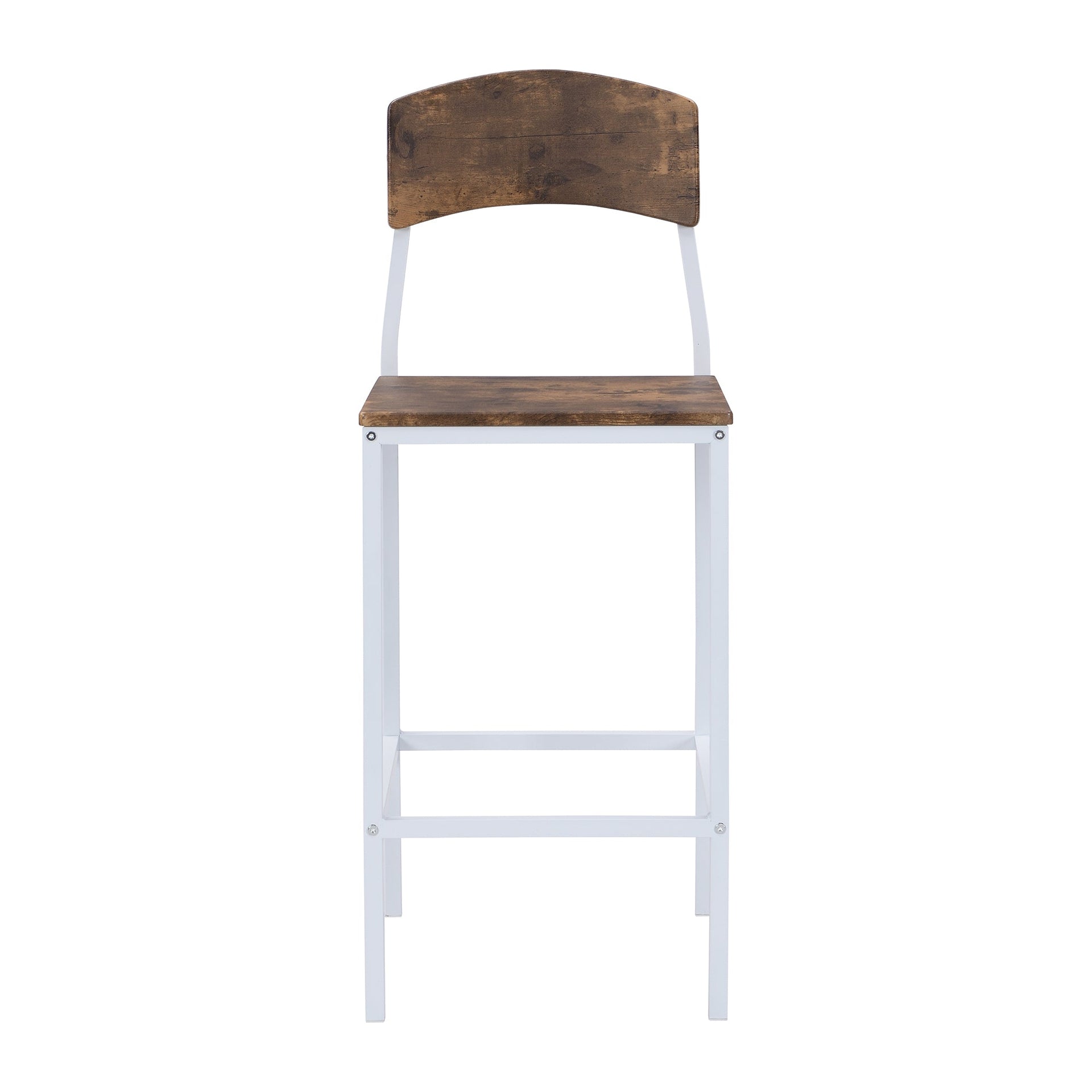 Farmhouse 5-piece Counter Height Drop Leaf Dining Table Set with Dining Chairs for 4,White Frame+ Rustic Brown Tabletop Vtng Furniture