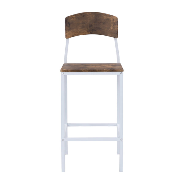 Farmhouse 5-piece Counter Height Drop Leaf Dining Table Set with Dining Chairs for 4,White Frame+ Rustic Brown Tabletop Vtng Furniture