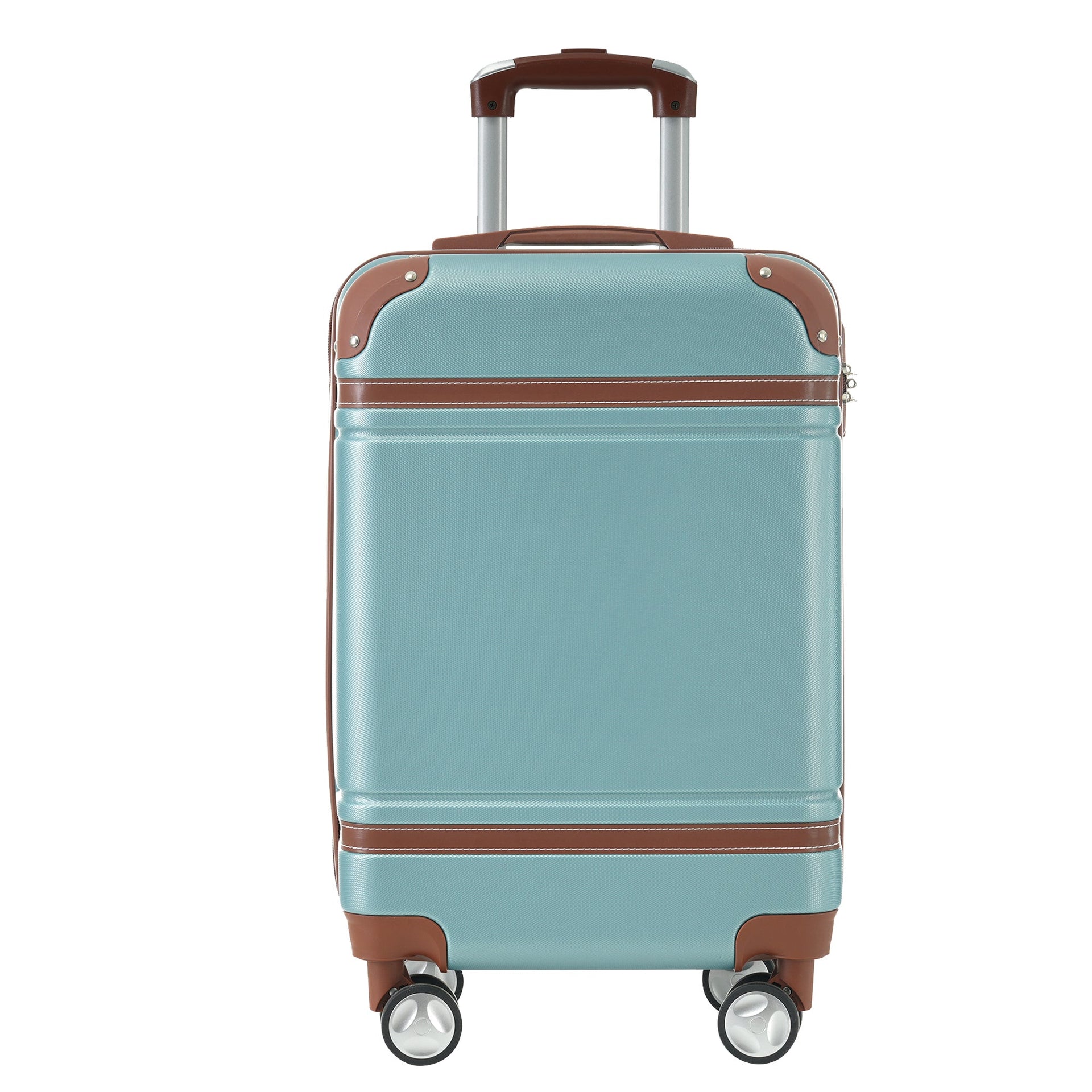 Hardshell Luggage Sets with Bags Carry-on Suitcase Double Spinner Wheels with TSA Lock ,Single Vintage Luggage 20 IN,Green