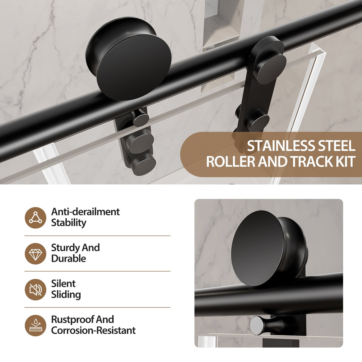 Matte Frameless Sliding Shower Door 56